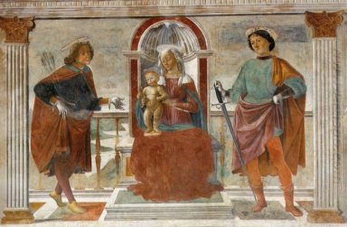 Madonna e criança com St Sebastian E St Julian