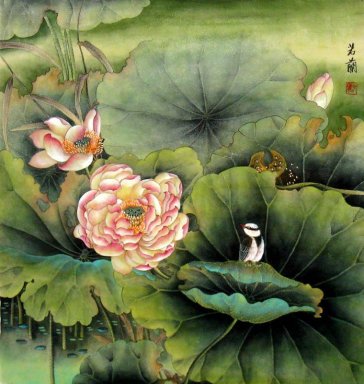 Lotus-Bloom - Peinture chinoise