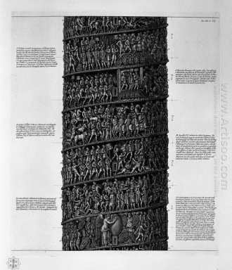Vue de la façade principale de la colonne Antonine en six tablea