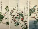 Uccelli & Flower (quattro schermi) - Pittura cinese