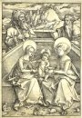 Die Heilige Familie mit St. Anne und Saint-Joachim Gravure Sur B
