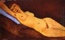 desnuda reclinada con cojín azul 1917