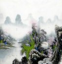 Озеро, горы - китайской живописи