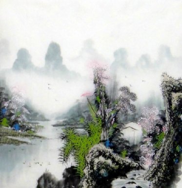 Danau, Pegunungan - Lukisan Cina