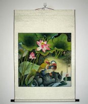 Lotus, Burung - Mounted - Lukisan Cina