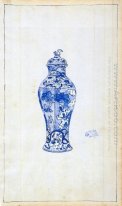 Blue And White Covered Urn