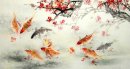 Fisk-Plum blomma - kinesisk målning