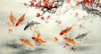 Peixe-Flor da ameixa - Pintura Chinesa