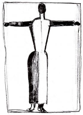 Figura em forma de uma cruz com as mãos levantadas