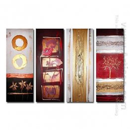 Hand-painted Abstract Oil Painting - Set of 4