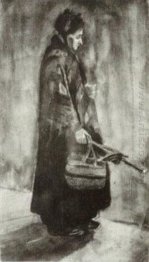 Kvinna med sjal paraply och Basket 1882