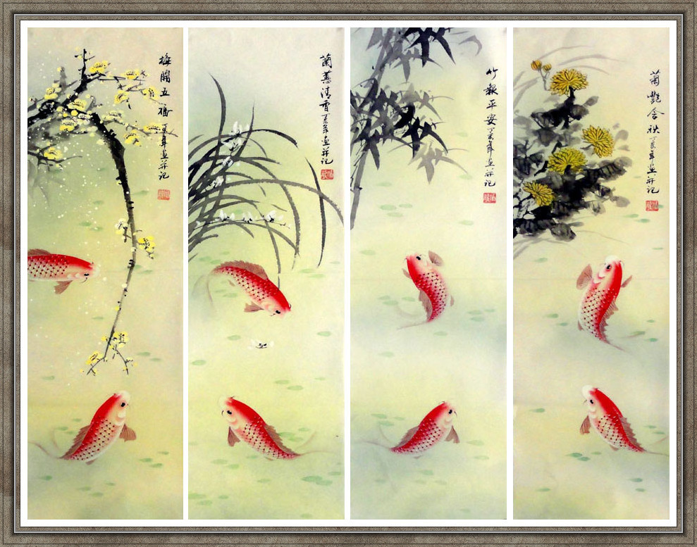 Fish-Plum Orchid bamboo Chrysanthemum FourInOne-CNAG250472