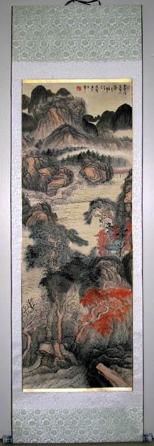 Landskap - Monterad - kinesisk målning