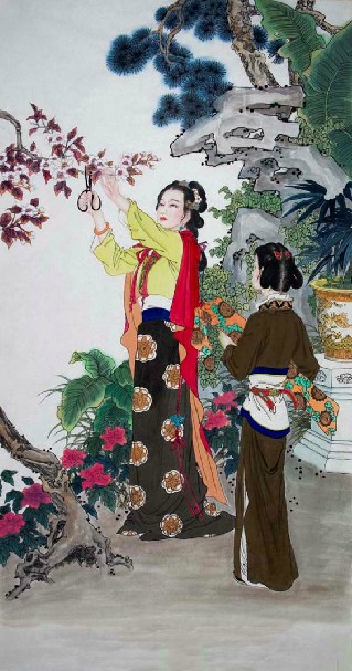 Chinese lady painting