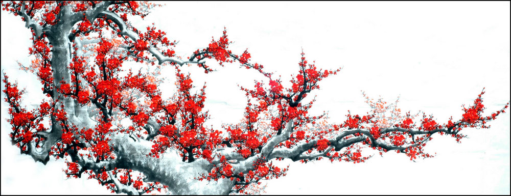 Chinese Blossoming Plum Painting