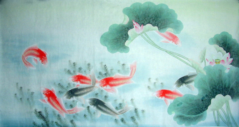 Chinese Nine Fishes Painting