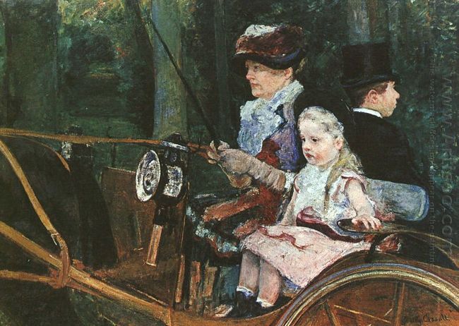 Una donna e bambino sul sedile di guida 1881