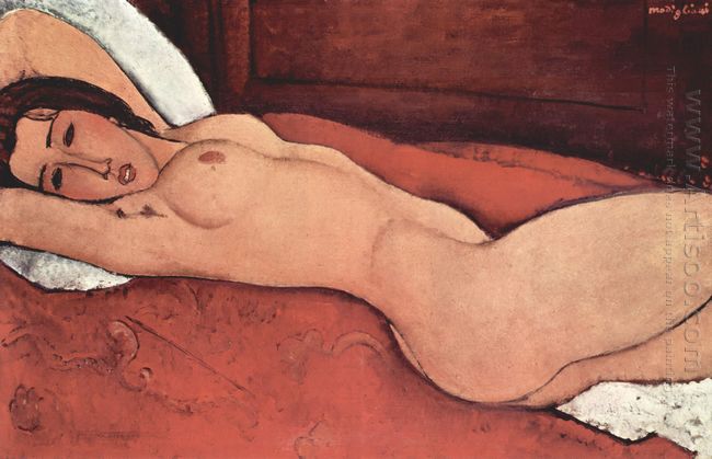 reclining nude with folded arms behind her head 1917