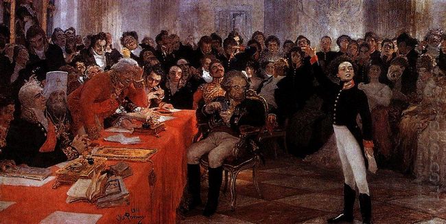 A Pushkin On The Act In The Lyceum On Jan 8 1815 Reads His Poem 