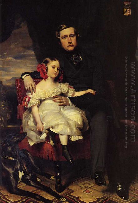 Stående av Prince De Wagram och hans dotter Malcy Louise C
