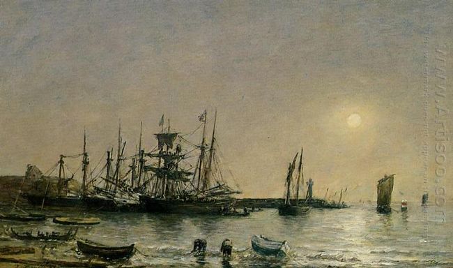 Portrieux Boats At Anchor In Port 1873
