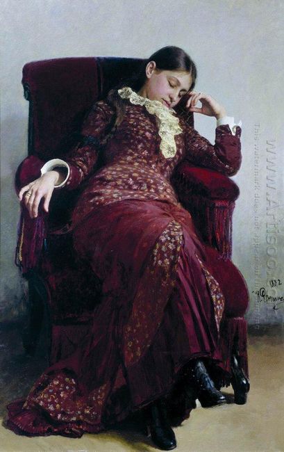 Rest Portrait Of Vera Repina The Artist S Wife 1882
