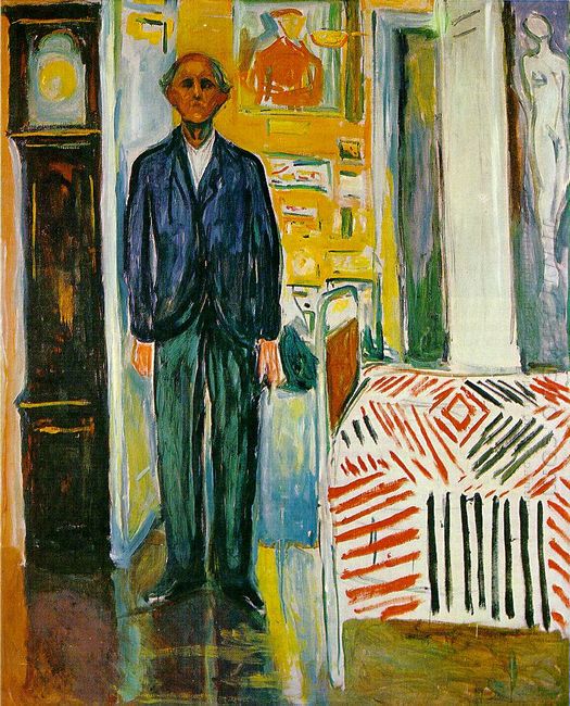 Self Portrait Between The Clock And The Bed 1943