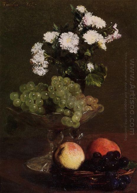 Still Life Chrysanthemums And Grapes 1872