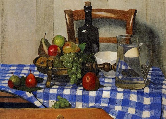 Still Life With Blue Checkered Tablecloth 1919