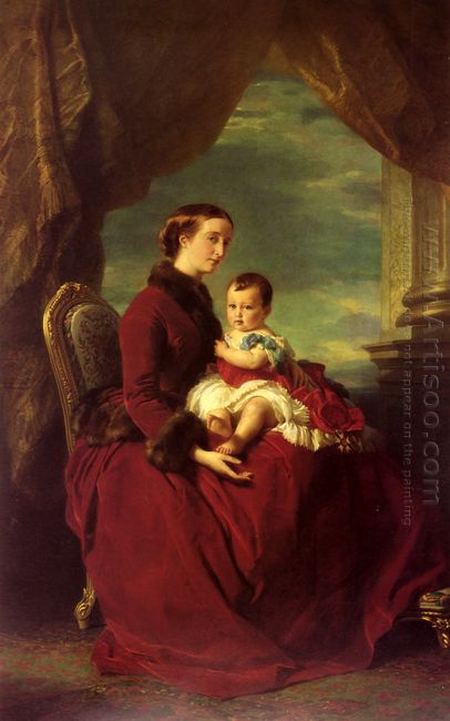 The Empress Eugenie Holding Louis Napoleon The Prince Imperial O