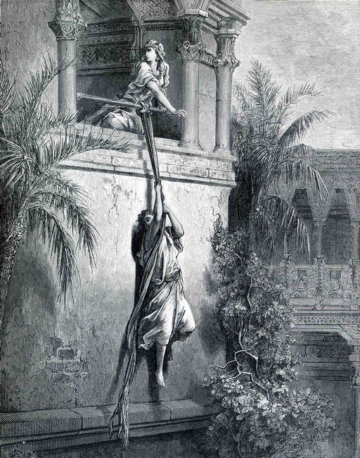 The Escape Of David através da janela 1866