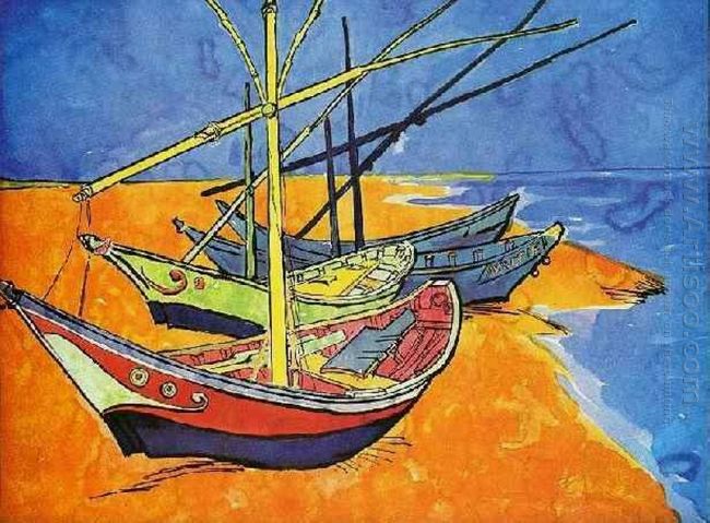 Fishing Boats On The Beach At Saintes Maries De La Mer 1888