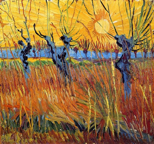 Dipinti Paesaggio Riproduzioni di Quadri Dipinte a Mano ad Olio su Misura -  Van Gogh - Dipinti Personalizzati di grandi dimensioni - Salici Con Sole