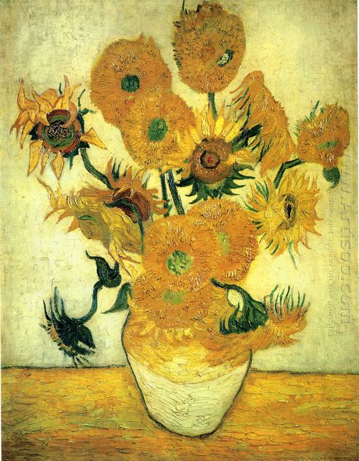 Still Life Vase With Fourteen Sunflowers 1889