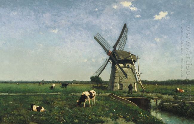 Landscape with windmill near Schiedam