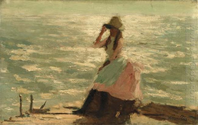 Girl Seated on a Pier