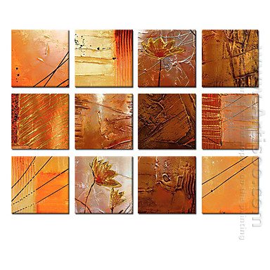 Handgeschilderde Abstracte olieverfschilderij - Set van 12