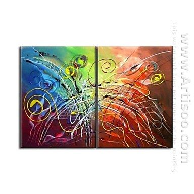 Hand-painted Abstract Oil Painting - Set of 2