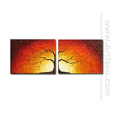 Hand-painted Abstract Oil Painting - Set of 2