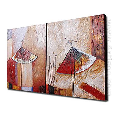 Hand-painted Abstract Oil Painting - Set of 2