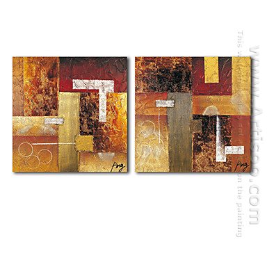 Hand-painted Abstract Oil Painting - Set of 2