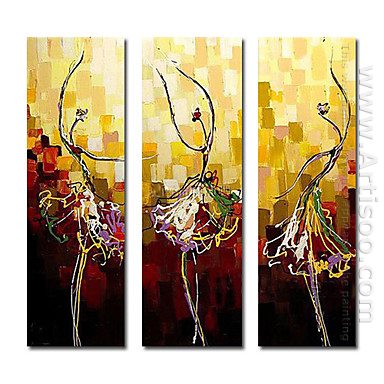 Hand-painted Abstract Oil Painting - Set of 3