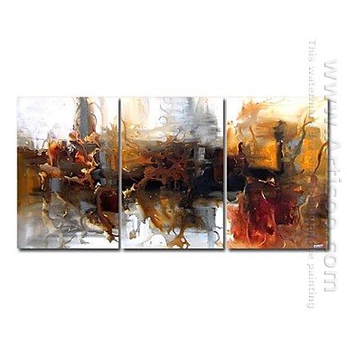 Handgeschilderde Abstracte olieverfschilderij - Set van 3