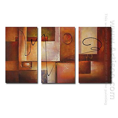 Hand-painted Abstract Oil Painting - Set of 3