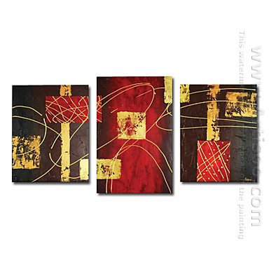 Pintados à mão pintura a óleo abstrata - conjunto de 3