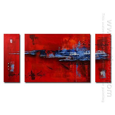 Pintados à mão pintura a óleo abstrata - conjunto de 3