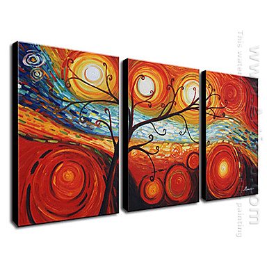 Hand-painted Abstract Oil Painting - Set of 3