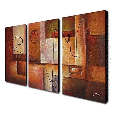 Hand-painted Abstract Oil Painting - Set of 3