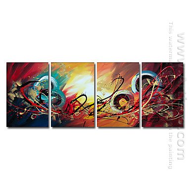 Pintados a mano, pintura al óleo abstracta - juego de 4