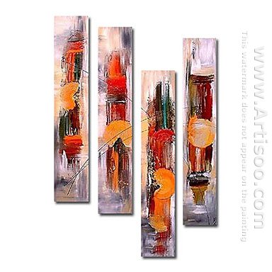 Hand-Dicat Lukisan Abstrak Oil - Set 4